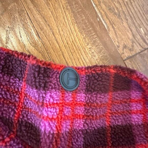 Talbots pink cozy plaid Sherpa zip front fleece size MP - Picture 10 of 12